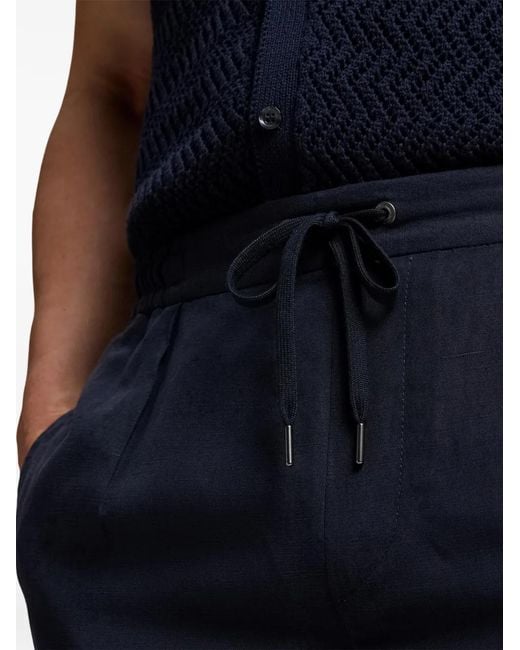 Ralph Lauren Blue Pleated-Front Drawstring Shorts for men