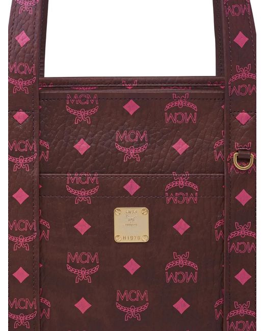 MCM Purple Small Aren Visetos Tote Bag