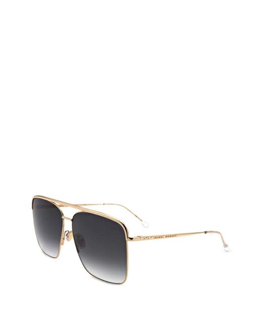 Isabel Marant White Double-Bridge Geometric-Frame Sunglasses