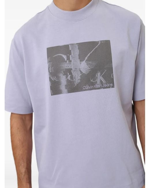 T-Shirt Con Grafica di Calvin Klein in Gray da Uomo