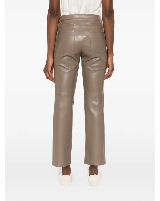 Max Mara Gray Faux Leather Trousers