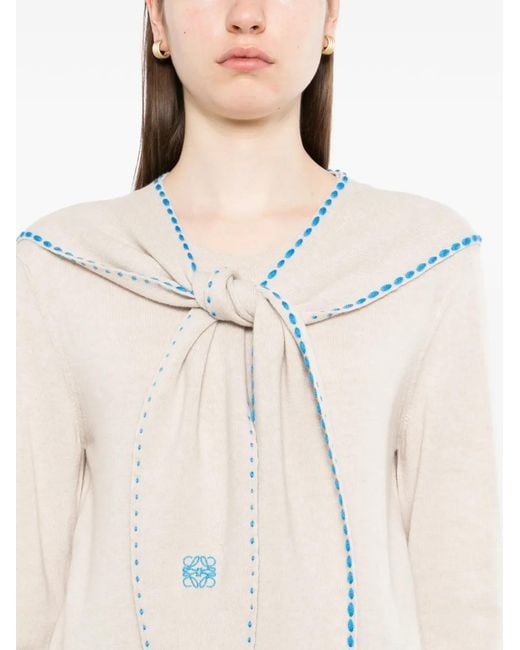 Loewe White Scarf Knitted Top