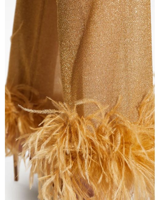 Oseree Natural Feather-Trim Trousers