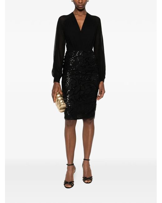 Botsi Black Wrap Long-Sleeve Blouse