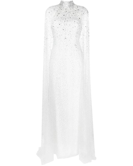 Jenny Packham White Ingrid Crystal-Embellished Gown Dress