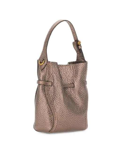 Gianni Chiarini Gray Small Sienna Hammered Leather Tote Bag