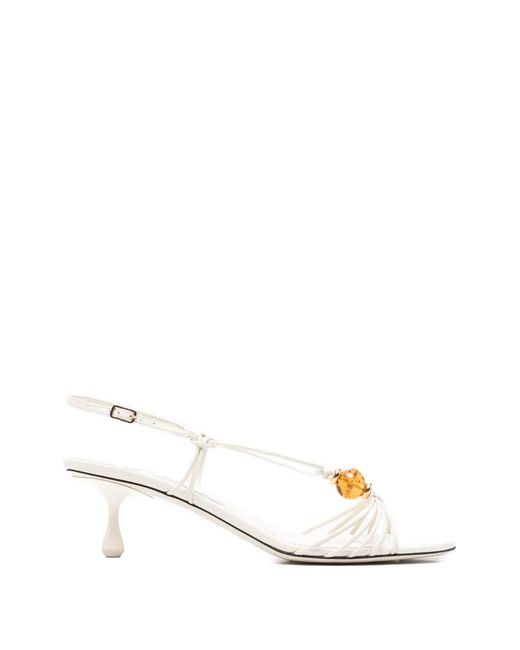 Jimmy Choo White Lova Bead-Embellished Sandals
