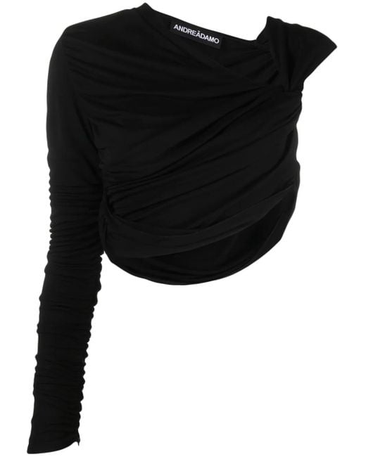 ANDREADAMO Black Draped Asymmetric Top