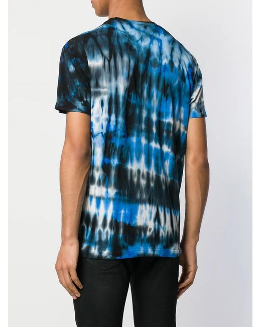 DSquared² Blue Tie-Dye Logo Print T-Shirt for men