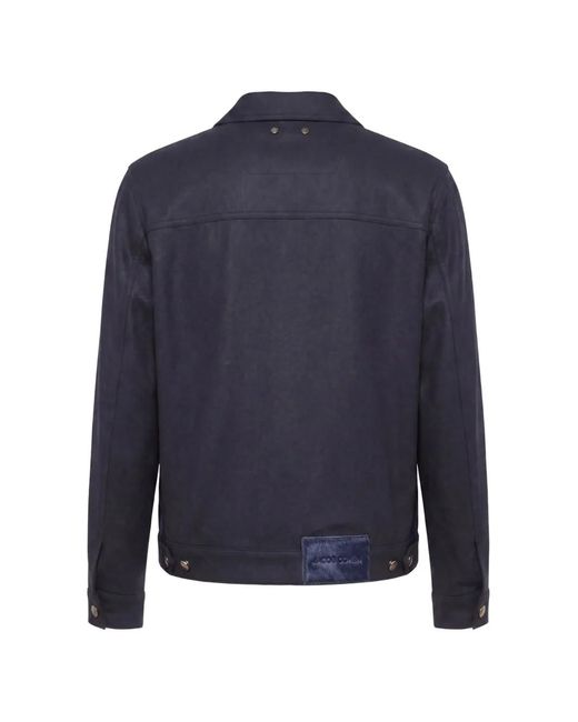 Jacob Cohen Blue Logo-Patch Button-Up Jacket for men