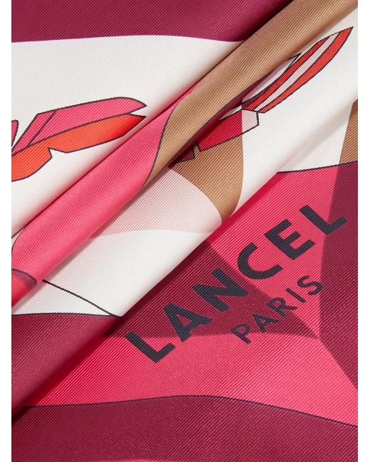 Lancel Red Arabesque Silk Scarf