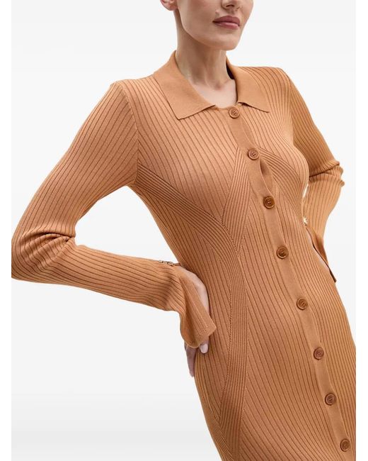Patrizia Pepe White Buttoned Long-Sleeve Midi Dress