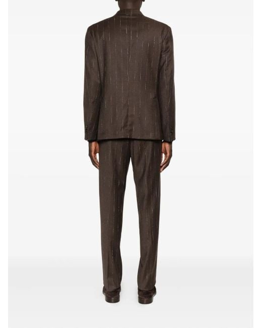 Manuel Ritz Brown Wool-Blend Single-Breasted Suit for men