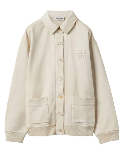 Miu Miu Natural Garment-Dyed Cotton Fleece Blouson Jacket