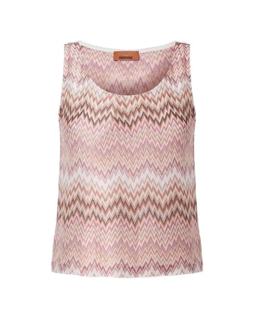 Missoni Pink Sleeveless Viscose Top With Snake Motif