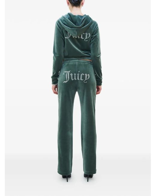 Juicy Couture Green Diamanté Velour Track Pants