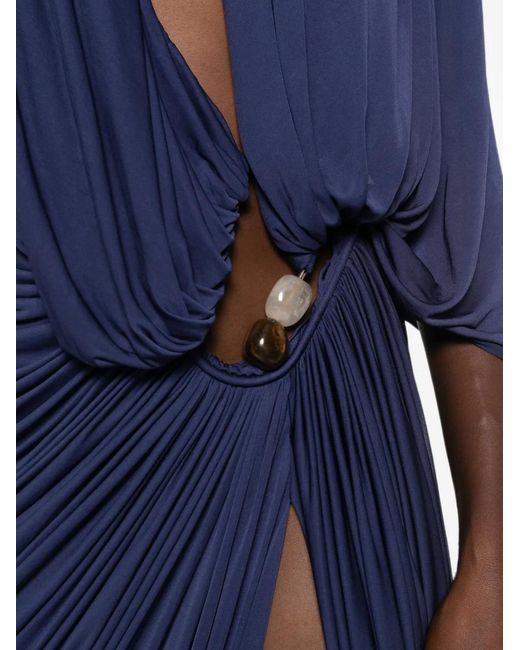 Christopher Esber Blue Helix Crystal-Draped Maxi Dress