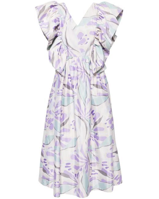 Saiid Kobeisy White Ruffled Taffeta Midi Dress