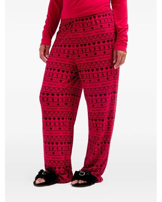 Juicy Couture Red Slogan-Print Graphic-Pattern Pajama Set