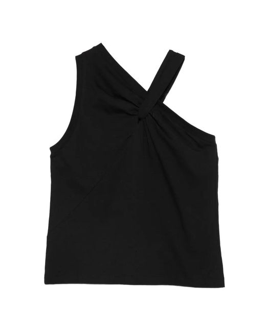 SOLOTRE Black Twisted-Strap Top