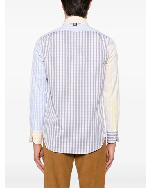 Thom Browne White Gingham-Check Poplin Shirt for men