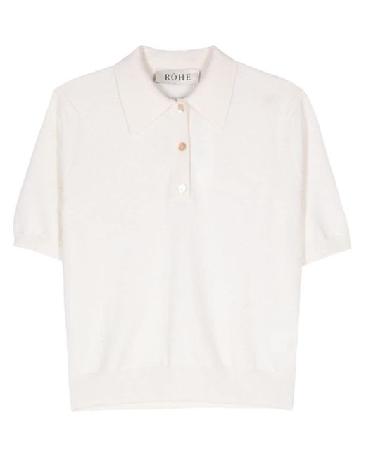 Rohe White Short-sleeved Knitted Polo Shirt