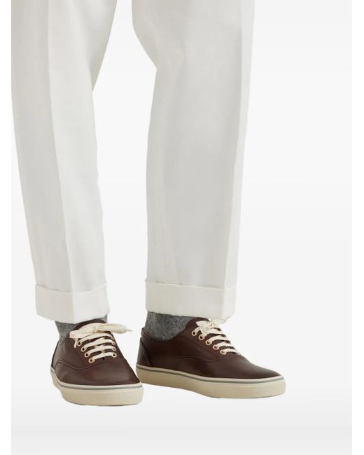Zapatillas de piel con cordones Brunello Cucinelli de hombre de color Brown