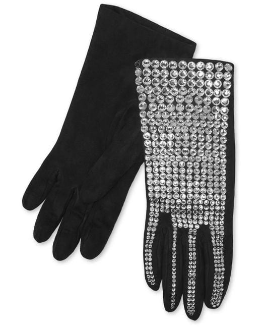 Philipp Plein Black Suede Mid-Gloves Crystal