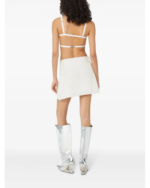 Gcds White Tweed Mini Skirt