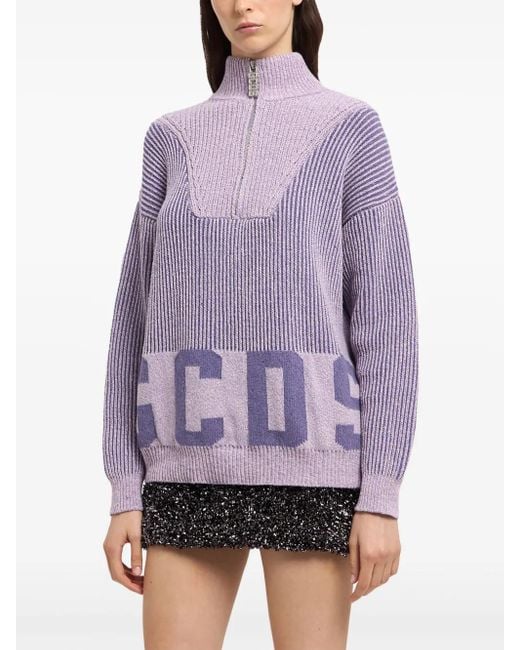 Pull À Col Zippé Gcds en coloris Purple