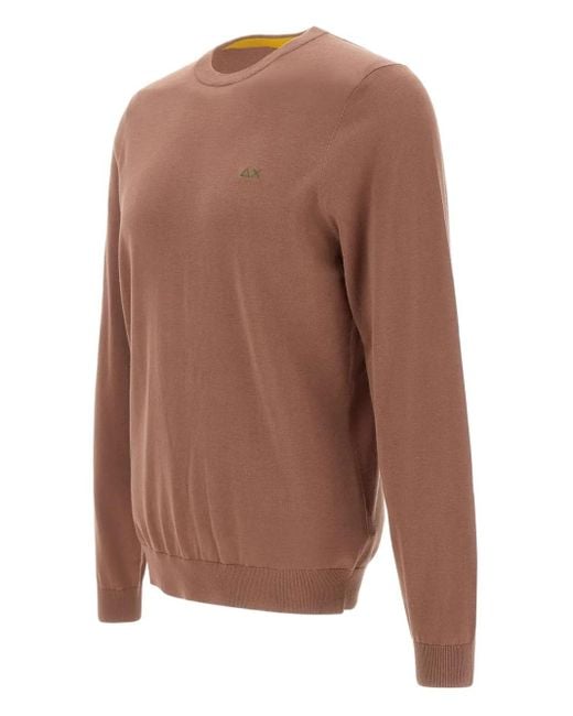 Sun 68 Brown Crew-Neck Sweater for men