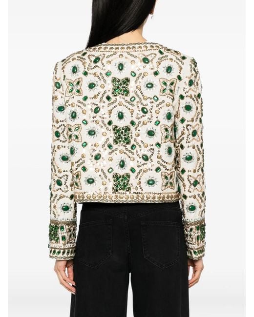 Alice + Olivia White Sequin Embellishment Jacket