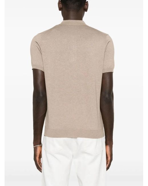 Corneliani Natural Ribbed-Knit Polo Shirt for men