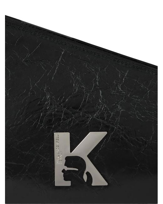 Karl Lagerfeld Black Leather Shoulder Bag