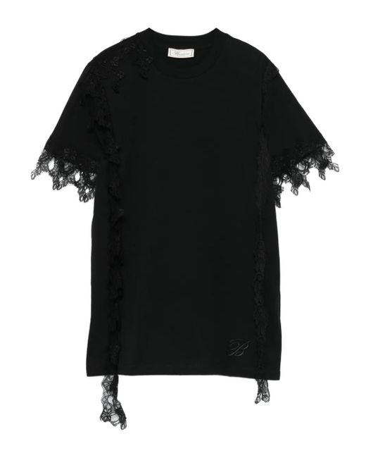Top con ribete de encaje Blumarine de color Black
