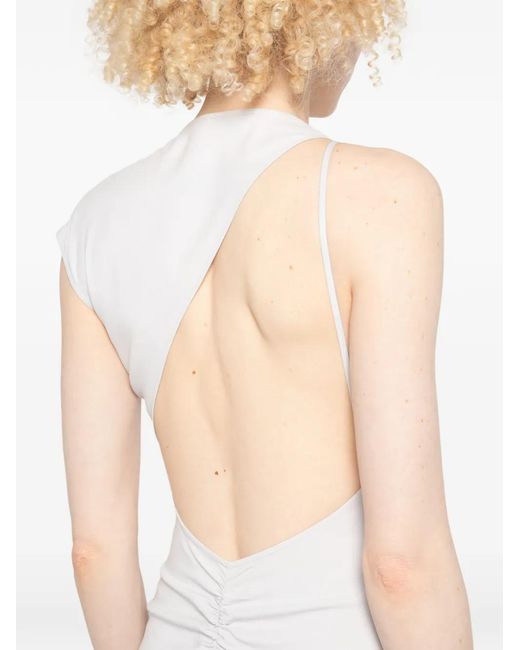 Patrizia Pepe White Asymmetric-Arm Maxi Dress