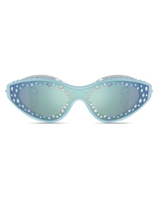 Swarovski Blue Crystal-embellished goggle-frame Sunglasses