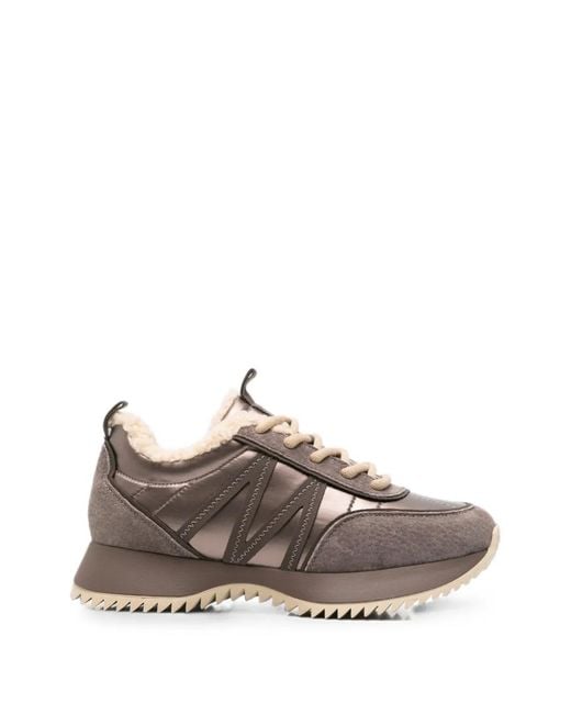 SERGIO MORETTI FIRENZE Brown Shearling-Trim Panelled Sneakers