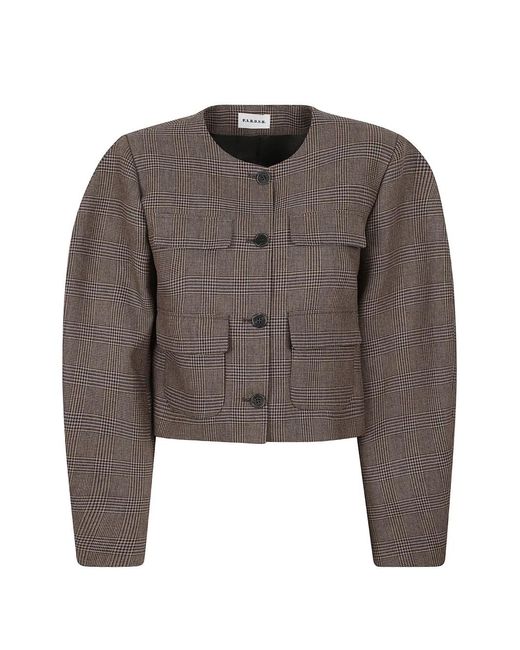 P.A.R.O.S.H. Brown Prince Of Wales-Check Cropped Jacket