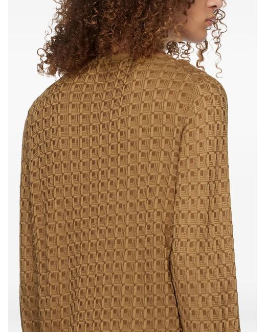 Boss Natural Geometric-Pattern Silk Sweater for men