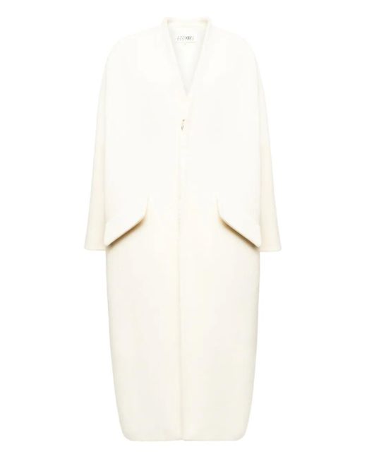 MM6 by Maison Margiela White Asymmetric Zip-Front Coat