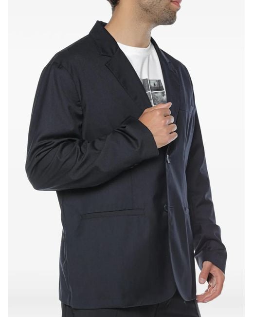 ARMANI EXCHANGE Blue Notched-Lapels Single-Breasted Blazer for men