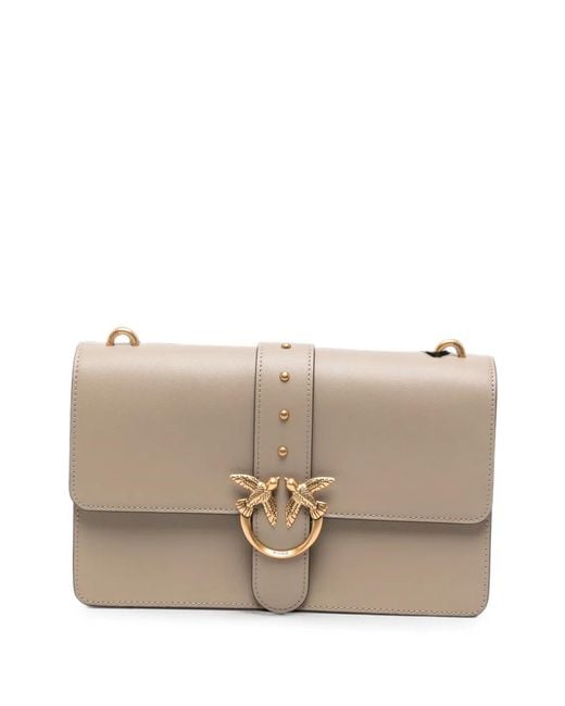 Pinko Natural Small Love One Leather Crossbody Bag