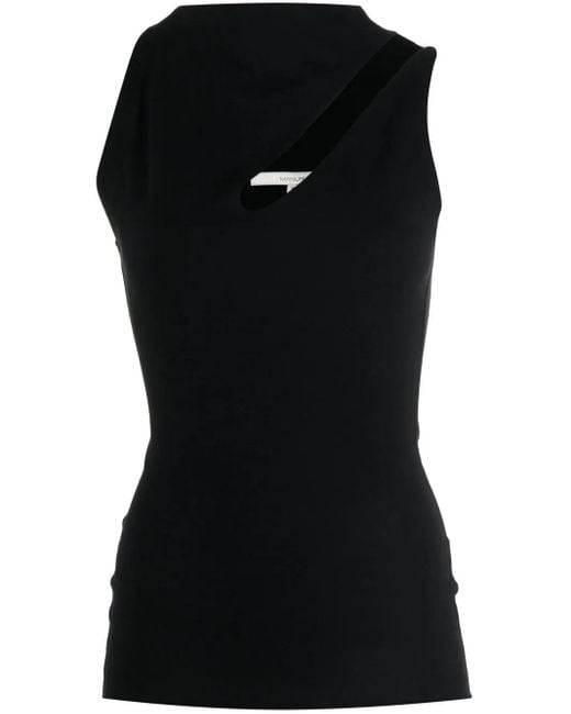 MANURI Black Bambina Asymmetrical-Neckline Top