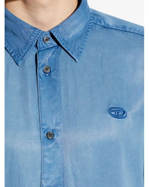 DIESEL Blue S-Holg Logo-Detail Shirt for men