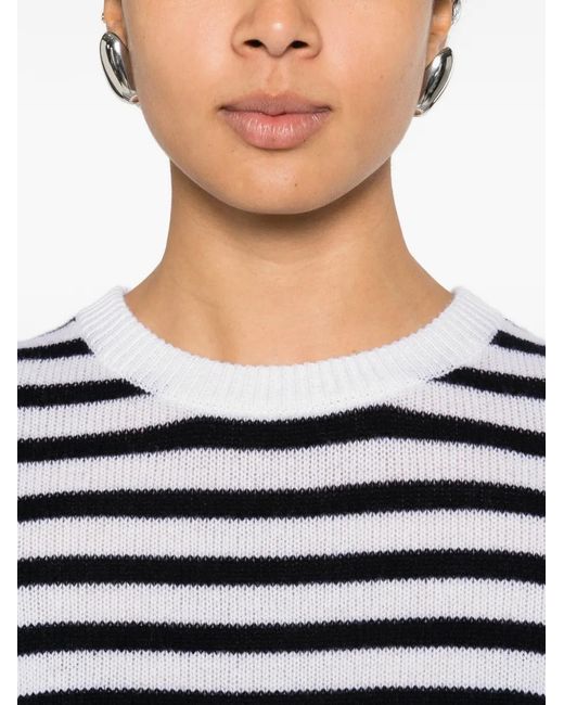Allude Blue Striped-Pattern Sweater