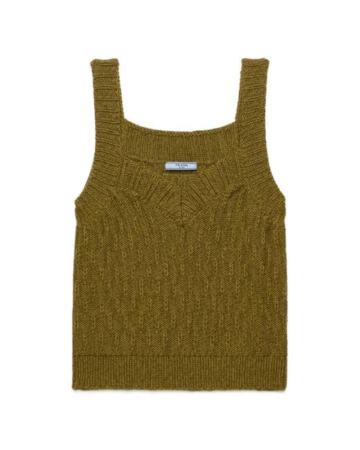 Prada Wollen En Alpaca Top in het Green