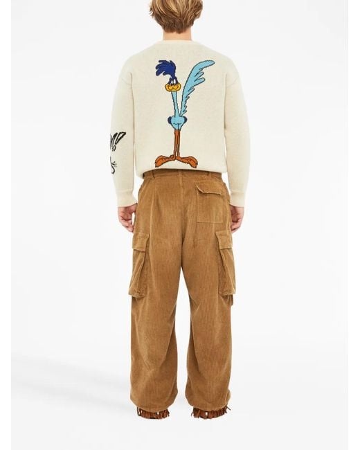 Alanui Brown Velvet Corduroy Cargo Pants for men