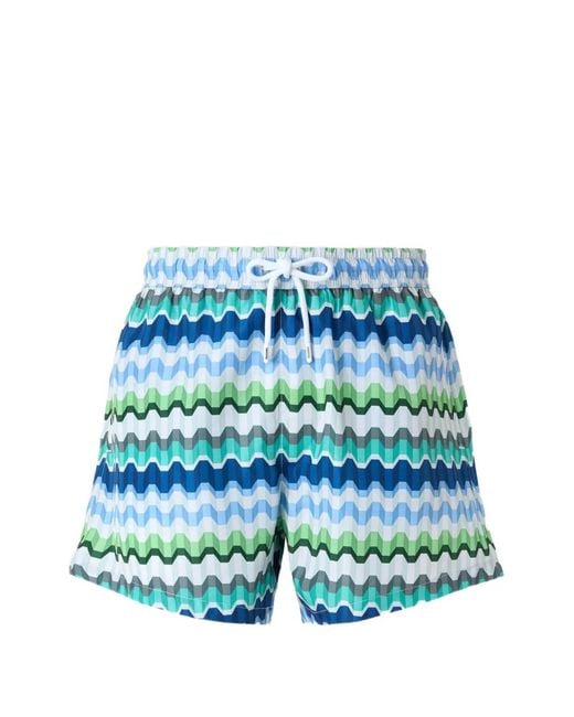 Missoni Blue Short De Bain À Motif Zig-Zag for men