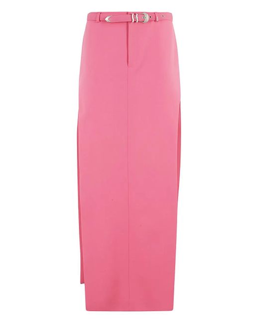 Ssheena Pink Belted Split Pencil Skirt